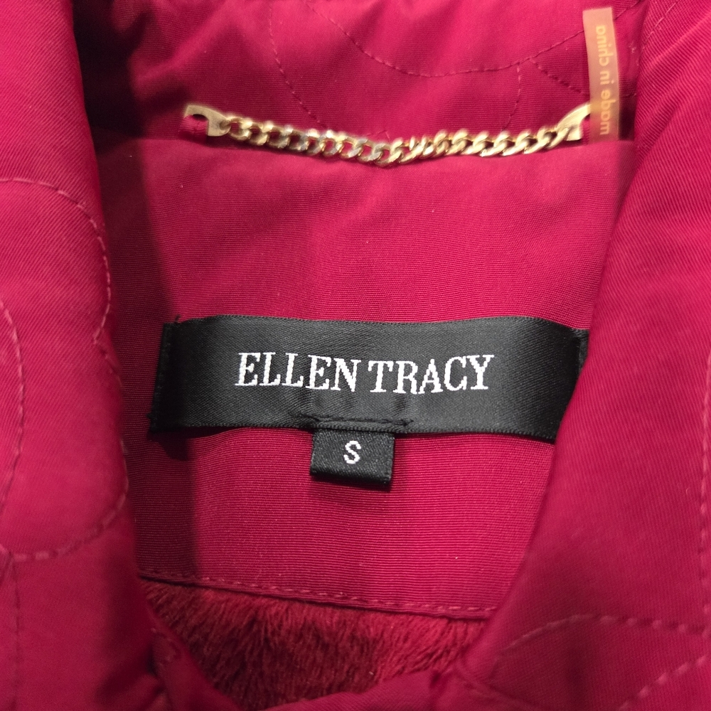 Ellen Tracy Ruby Red Quilted Jacket With Floral S… - image 5